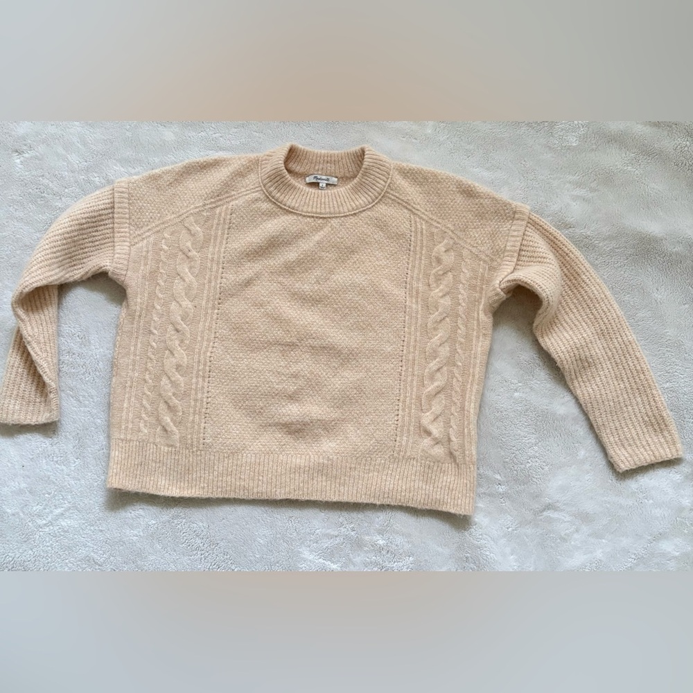 Madewell Women's Beige Cable Knit Sweater